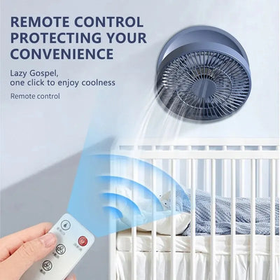 New Silent Digital Display Folding Fan Usb Charging Perforation-free Wall Mount Multi-function Mini Fan Large Capacity