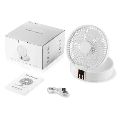 New Silent Digital Display Folding Fan Usb Charging Perforation-free Wall Mount Multi-function Mini Fan Large Capacity